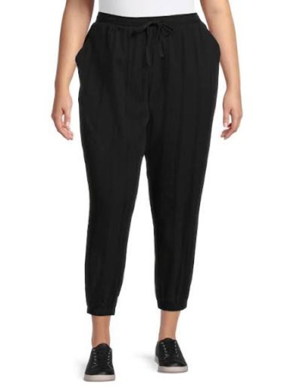 Terra & Sky Black Women's Jogger Sweatpants with Grommet Detail